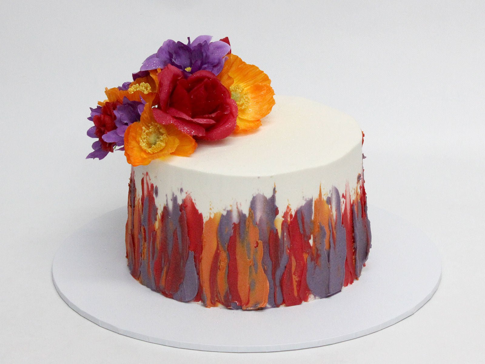 Custom Streaks and Flowers Milestone Cake - The Cake People