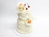 Vintage Wedding Cake – 2 Tiered with Cherries & Flowers - The Cake People