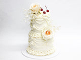 Vintage Wedding Cake – 2 Tiered with Cherries & Flowers - The Cake People