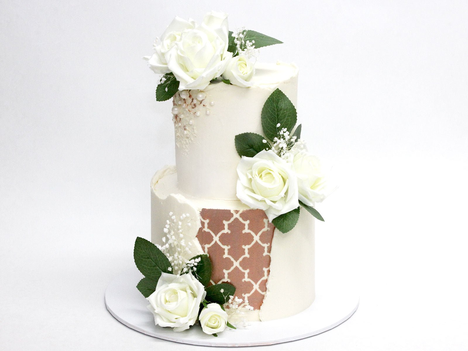 Wedding Cake – 2 Tiered Gold Pattern - The Cake People