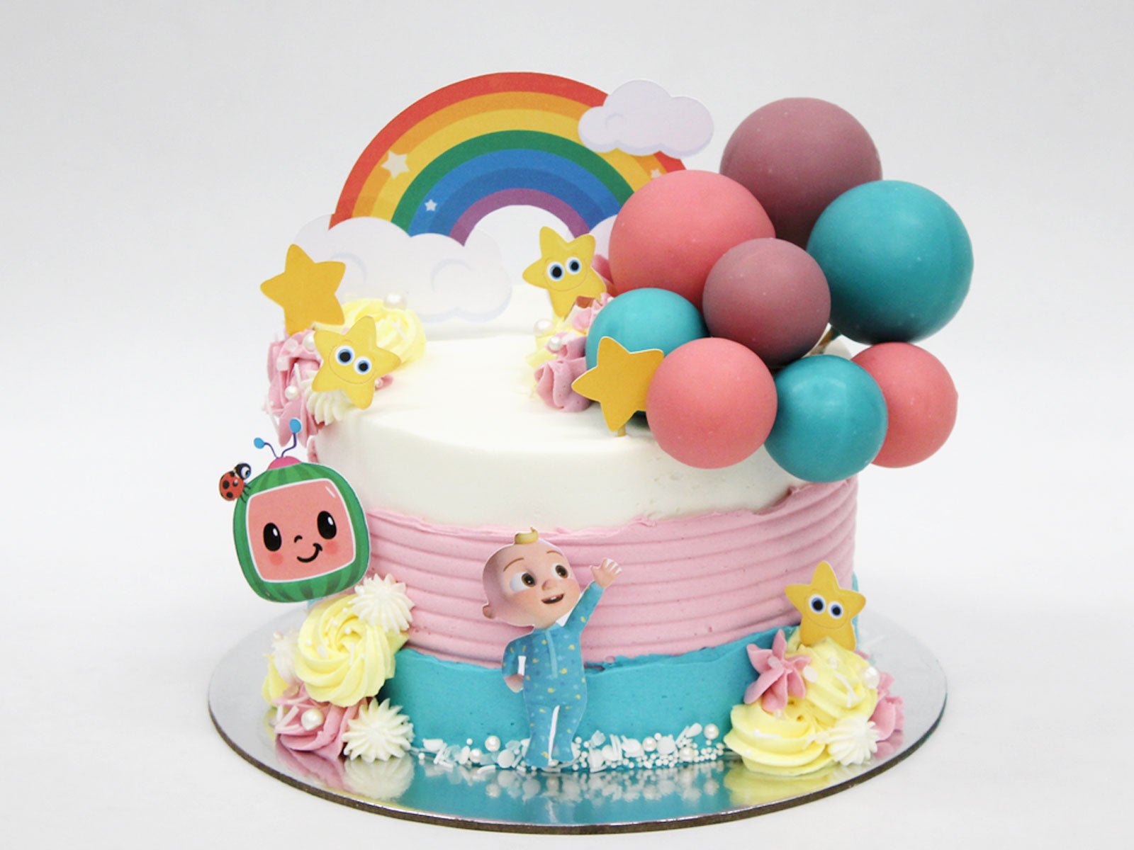 Cocomelon theme 2 tier cake for 1st birthday - Decorated - CakesDecor