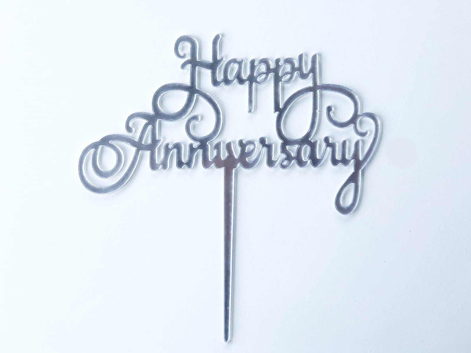 Happy Anniversary Cake Topper Silver - The Compassionate Kitchen (6838402482335)