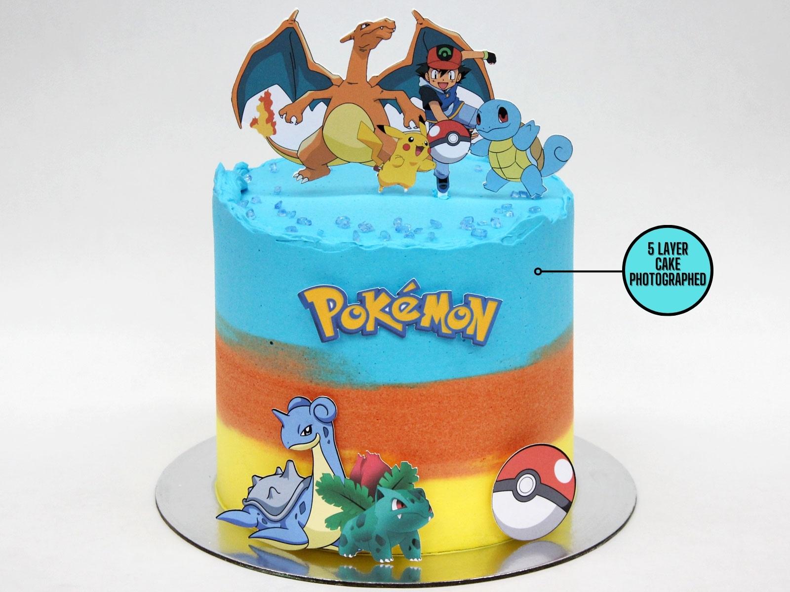 Pokemon Cake with Pikachu Cake Topper - Veena Azmanov
