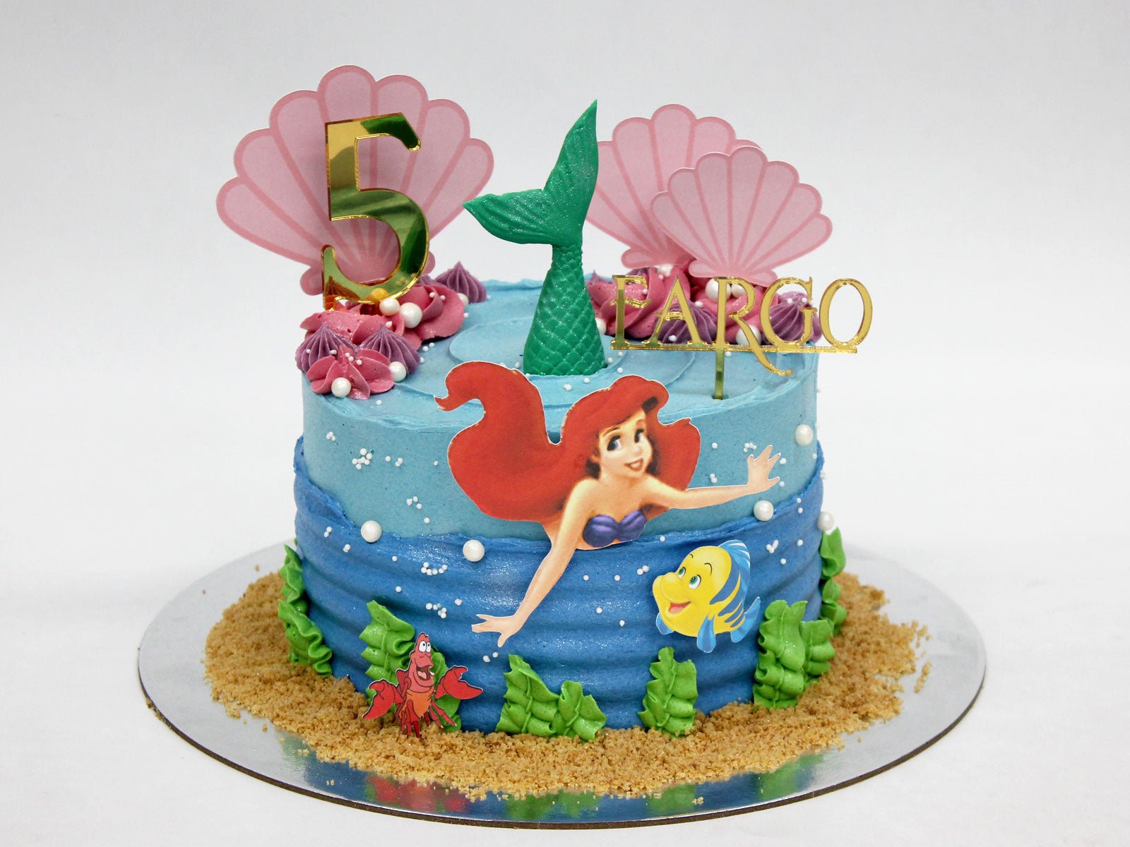 Ariel Little Mermaid Cake Topper Decoration Round Personalised Edible Icing  | eBay
